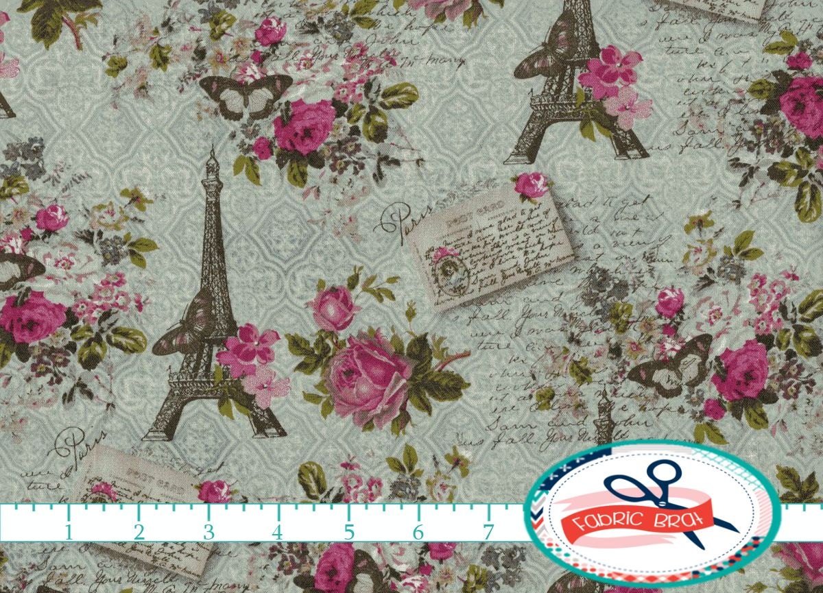 PARIS Fabric by the Yard Fat Quarter POST CARD by FabricBrat