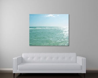 Ocean Canvas Art, Seascape Photography, Beach Art, Mint Green Wall Art, Seafoam Green Decor, Peaceful Water Canvas Art, Ocean Wall Art