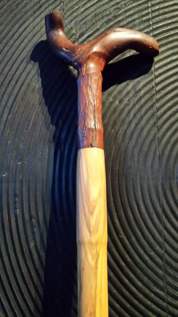 Almond and olive wood walking stick by AndreasStavrinides on Etsy