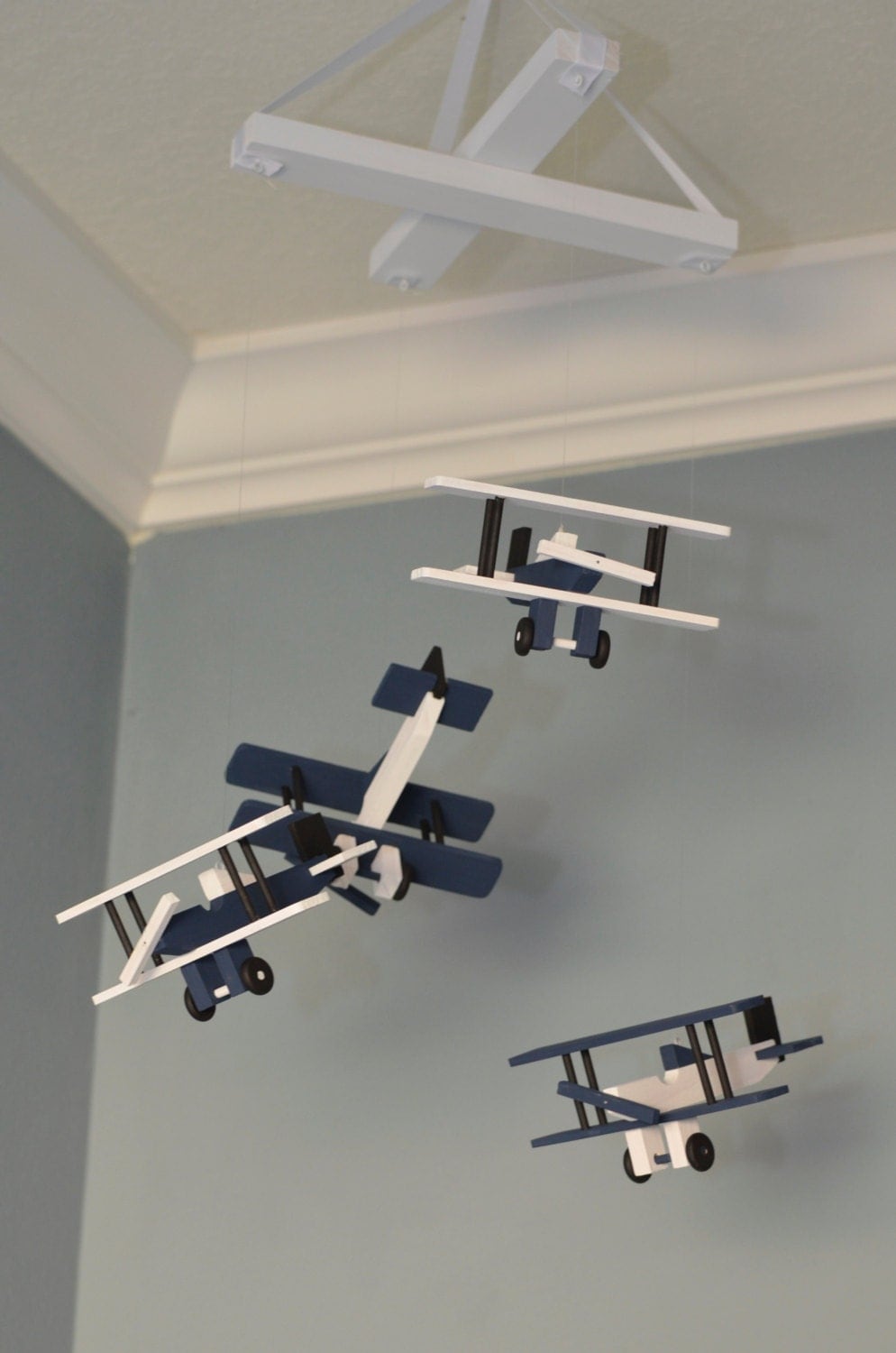 Airplane Nursery Mobile Nursery Decor BiPlane Custom Wood