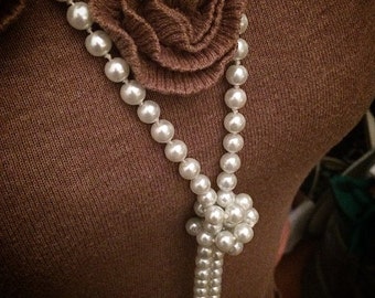 1920's inspired 48" long White Faux Pearl Gatsby Necklace Jazz Era 20's Downton Abbey Wrap Flapper Accessory Jewelry Accessories Pearls