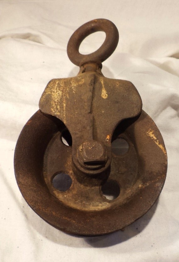 Old Industrial Metal Pulley Rusty Factory by PatinaRustandBling