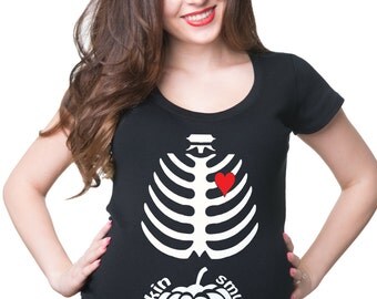 Maternity T-shirt X-ray Skeleton Pumpkin Smuggler Funny Maternity T-Shirt Pregnancy Tee Shirt Pregnancy Top