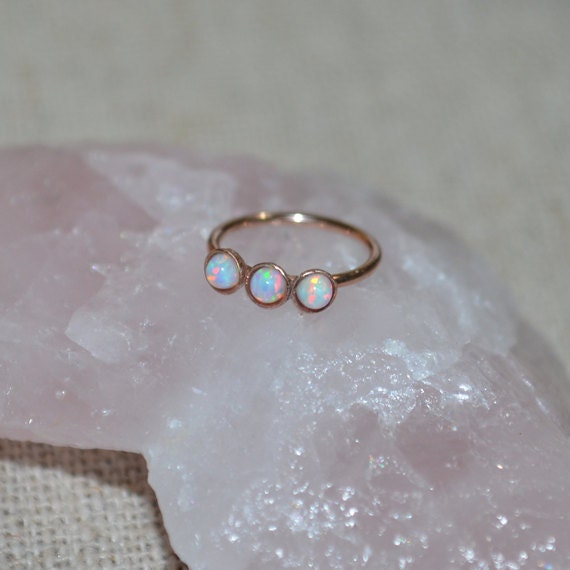 White 2mm Opal Nose Ring - Gold Nose Hoop - Tragus Earring - Cartilage Hoop - Forward Helix Earring - Septum Ring - Nose Piercing 18 gauge