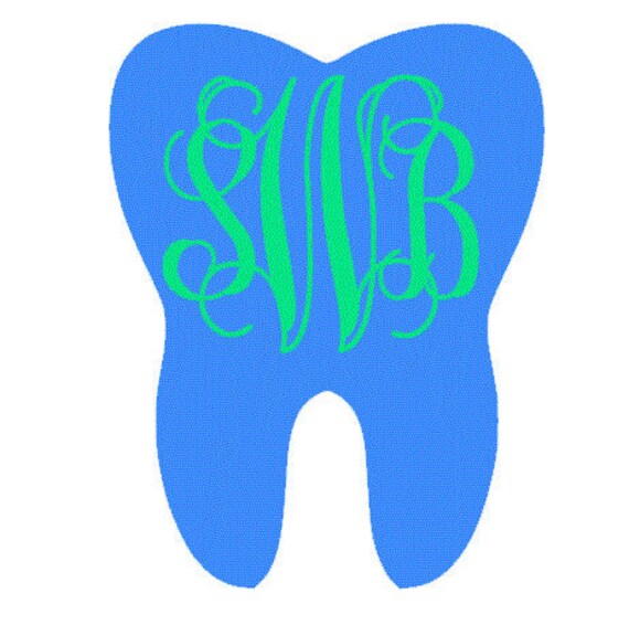 Monogrammed Tooth Vinyl Decal Dentist by TakeItPersonalGifts