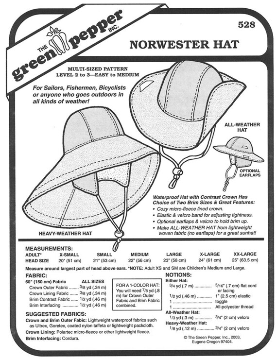 Green Pepper Sewing Patterns Fishing Hat Pattern Rain Hat