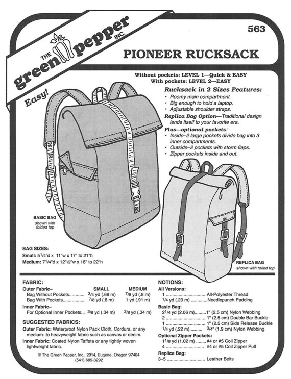 Green Pepper Sewing Pattern Rucksack Sewing Pattern Rucksack