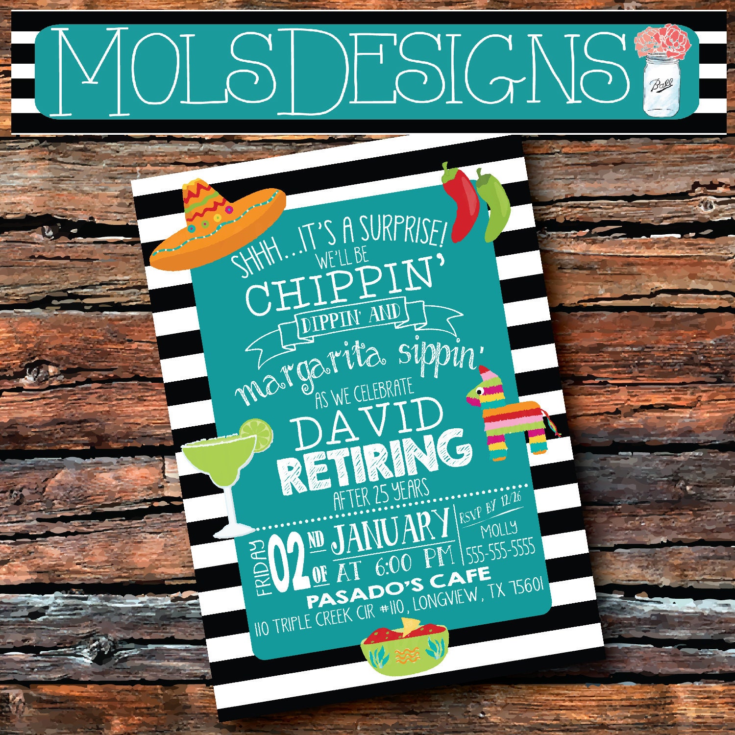 Any Color RETIREMENT FIESTA PARTY Chippin� Dippin�
