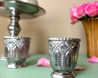 Faux Mercury Glass Intricate Votive Candleholder Candle Holder Gold Mercury Glass Distressed Votives Wedding Decor Centerpiece Centrepiece