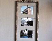 Clip Frame 4"x6" Or Smaller Photos-UpCycled Wood Frame-Distress Taupe Brown-Adorned Ornate Gorgeous Vintage Drawer Handle