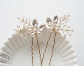 Bridal Pearl Hair Pins, Wedding Hair Accessories, Gold Hair Pins, Wedding Hair Pins, Hair Vine, Crystal Hair Pins, Pearl Bridal Headpiece