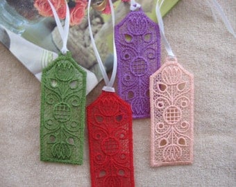 LACE BOOKMARKS. Embroidered lace bookmark. Floral Bookmark.Bookmark with flowers.Book accessories.Reading accessories.
