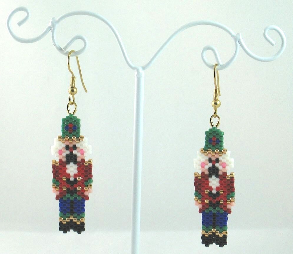 Nutcracker Beaded Earrings Christmas Jewelry by LazyRose on Etsy