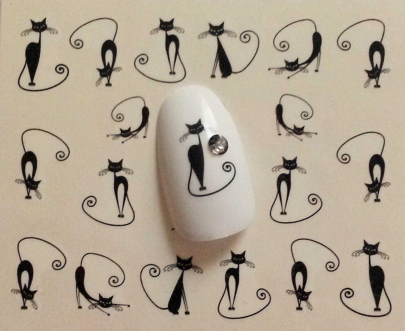 Two Sheets 40 Decals Sleek Black Cats Large Nail Art by MattiesOwn