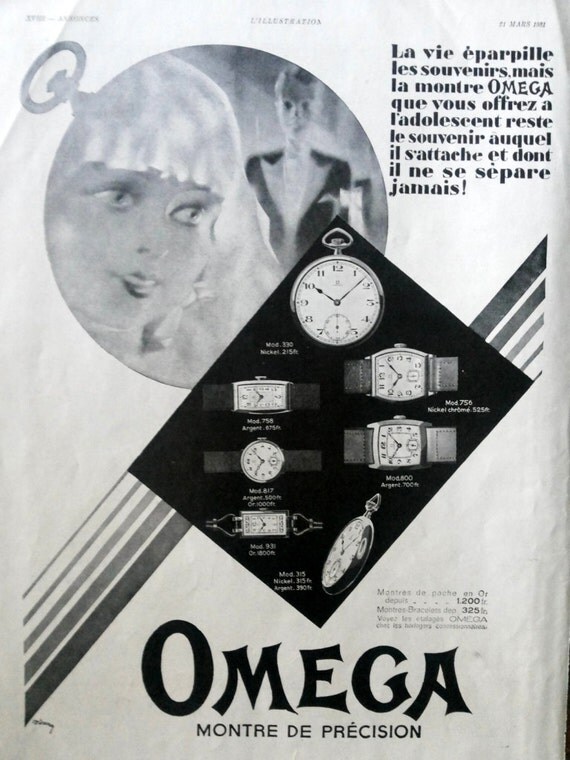 OMEGA watches advertising, vintage poster, original advertising retro ...