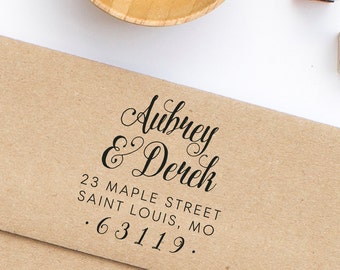 Return Address Stamp, Wedding Invitation Address Stamp, Calligraphy Address Stamp, Personalized Return Address Stamp, Address Stamp No. 82
