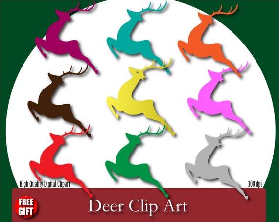 Deer Clipart Gold deer cake topper Deer print Deer wall decal Rudolph the red nosed reindeer Baby deer decoration Deer clip Art Deer Digital