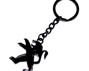 Peugeot Lion Logo Keyring Pendant Necklace Black and Gold Keychain porte-clés