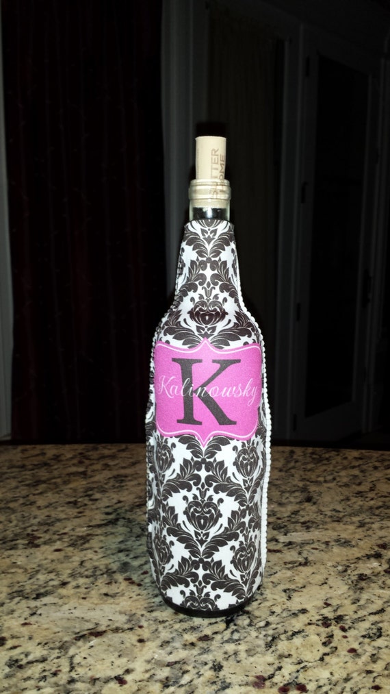Personalized Wine Koozie or Wine sleeve by Theperfecttouch4u