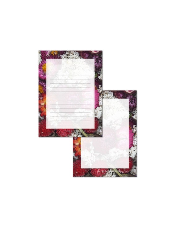 printable floral stationery for her writing by stocklanestudio