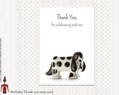 Birthday thank you card (Hush Puppy), printable thank you note card, instant download, party supplies