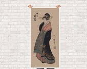 Japanese Wall Art - Utamaro - Vintage Inspired - Courtesan Illustration - Poster - Woman - Art to Print - Wall Hanging -Wall Art -