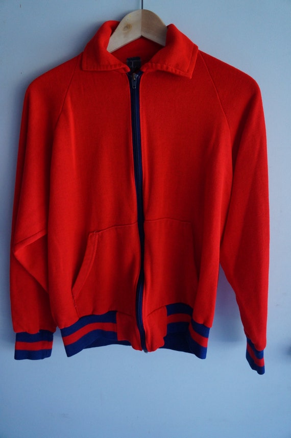 Vintage 70's Tracksuit Top Red / Blue Small / Medium