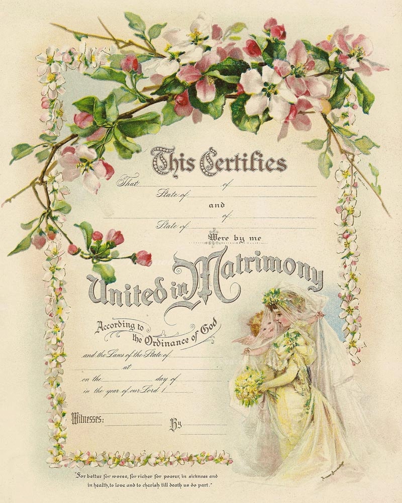Printable Marriage Certificate Romantic DIY by weatheredMagnolia