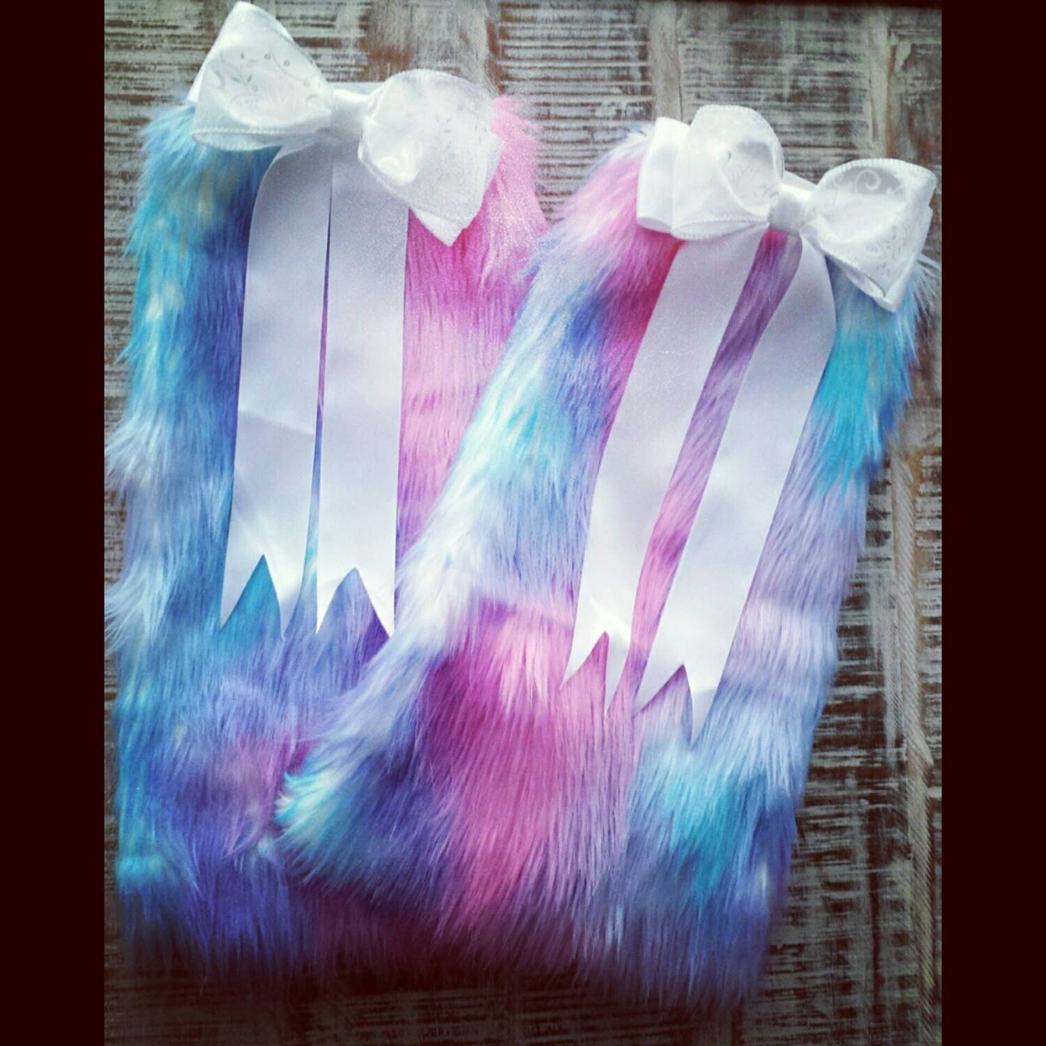Rainbow Unicorn Fluffies with Removable White Bows . Rave