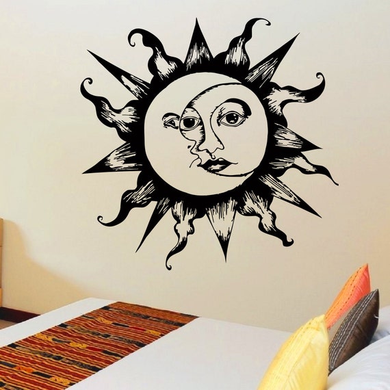 Vinyl Wall Sticker Decals Sun Moon Crescent Dual Ethnical