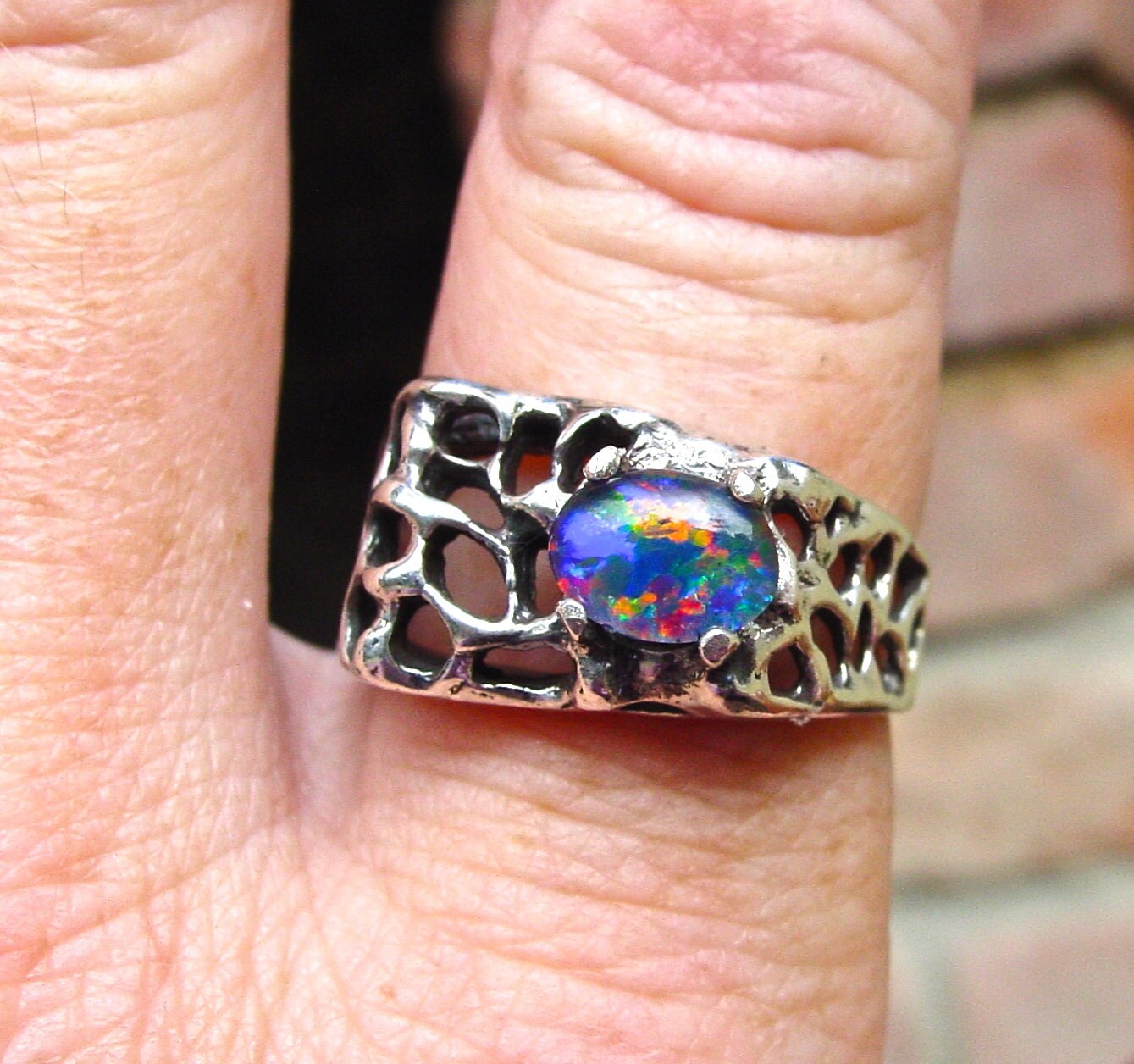 Mens Ring Vivid Opal Ring Genuine Australian Opal 8x6mm   Il Fullxfull.685457791 Thpy 