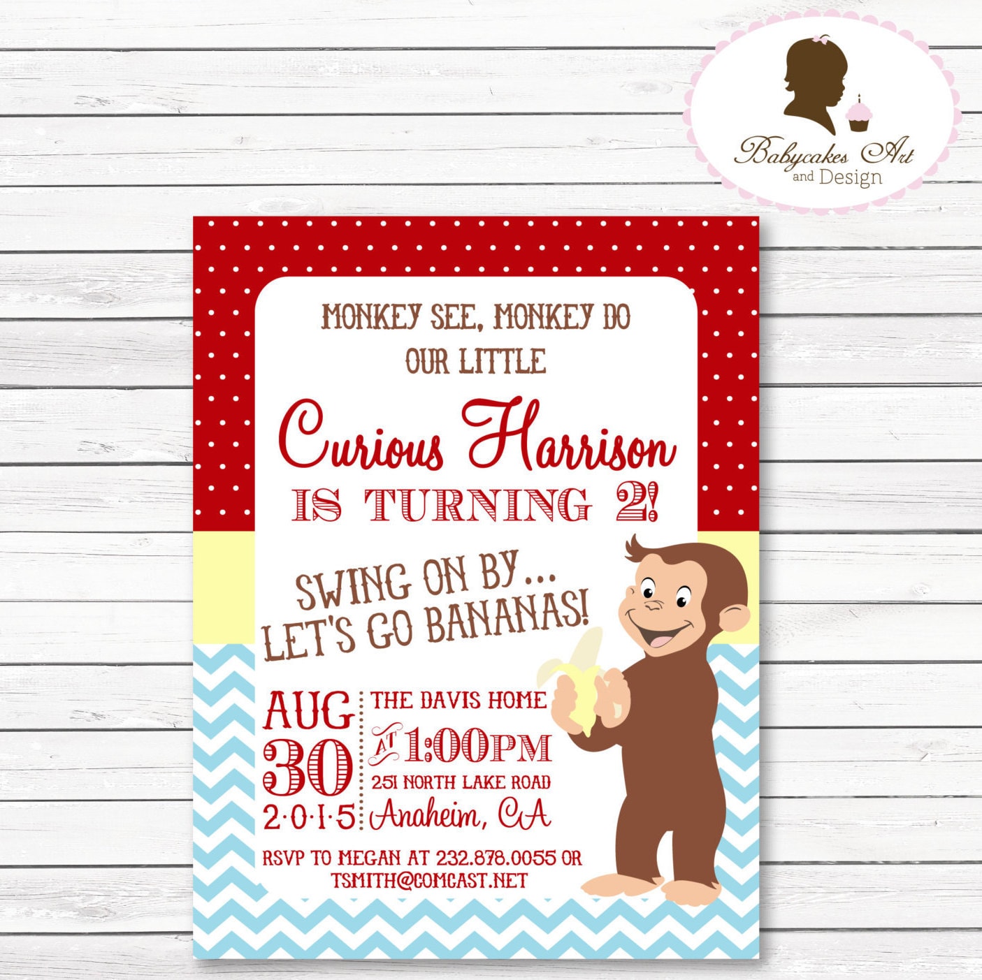 DIY Curious Birthday Invitation Curious by BabycakesArt