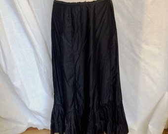 Vintage Victorian 1890 Black Cotton Mourning Skirt Generous Size Large Excellent Condition