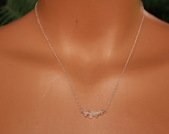 Rose Quartz Necklace, Pink Bar Necklace, Minimalist, Pink Gemstone, Rose Quartz Bar, Layering, Layered, Dainty Necklace, Delicate Quartz
