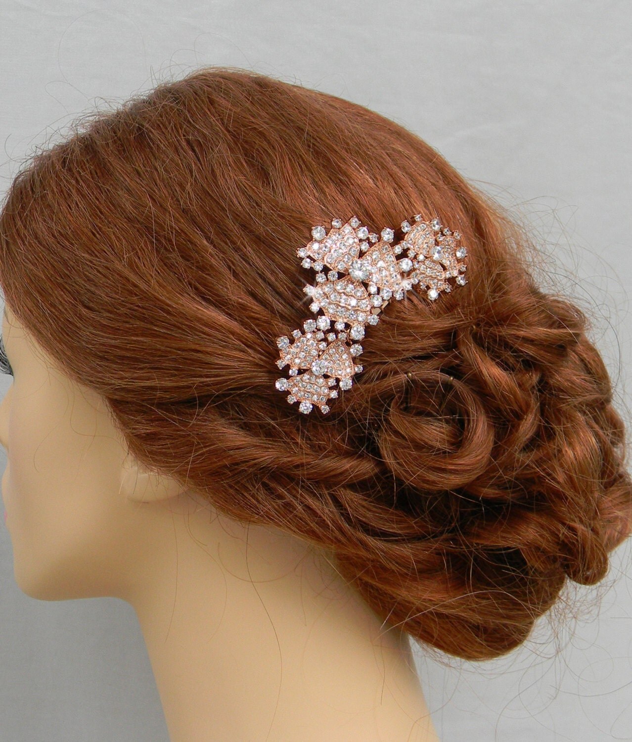 Rose Gold Bridal Hair piece Gold Wedding hair by CrystalAvenues