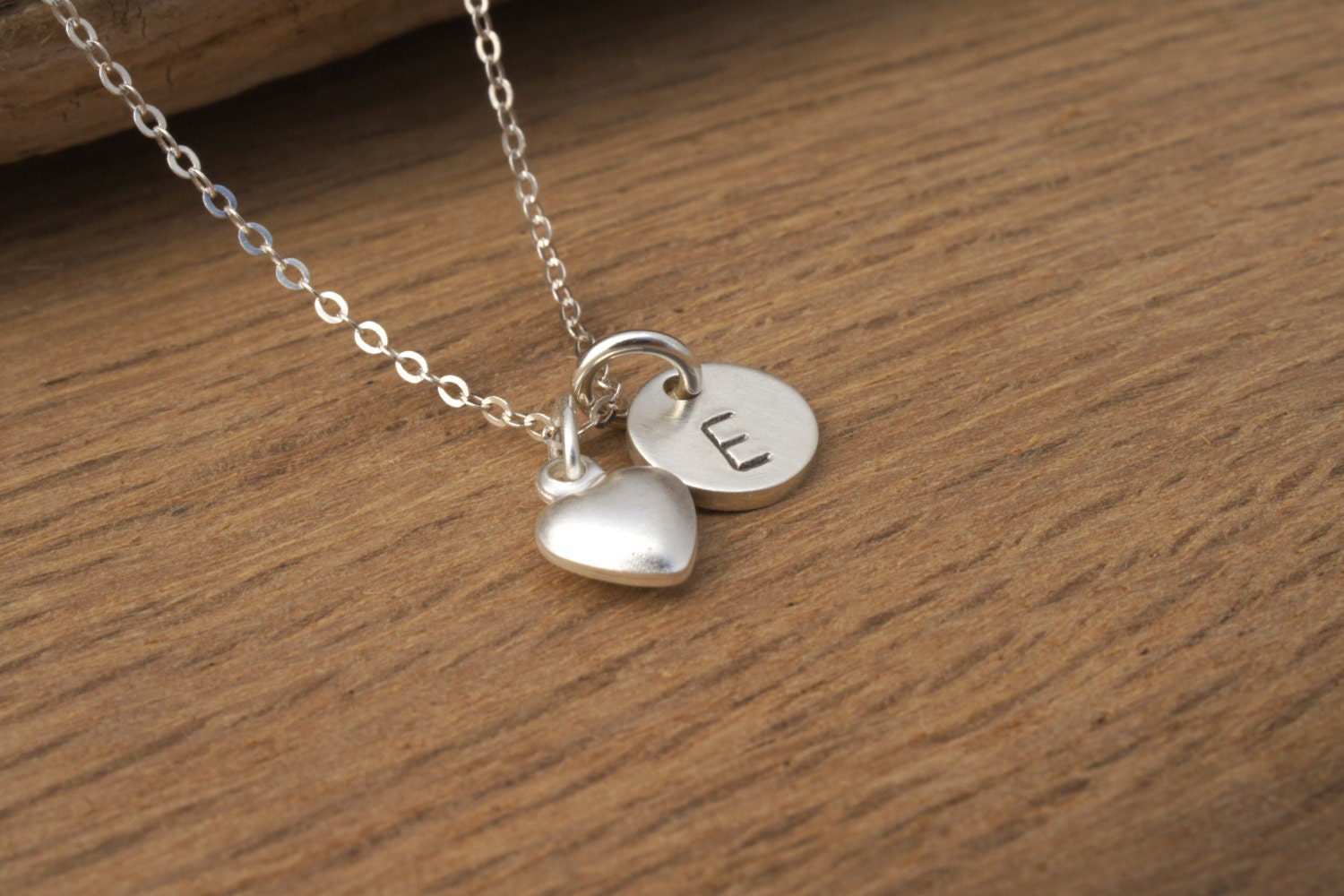 GIRLS INITIAL NECKLACE with Heart Sterling Silver Gift for