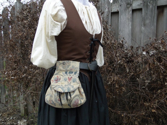 Renaissance Belt Bag, Womens Medieval Purse - Tapestry