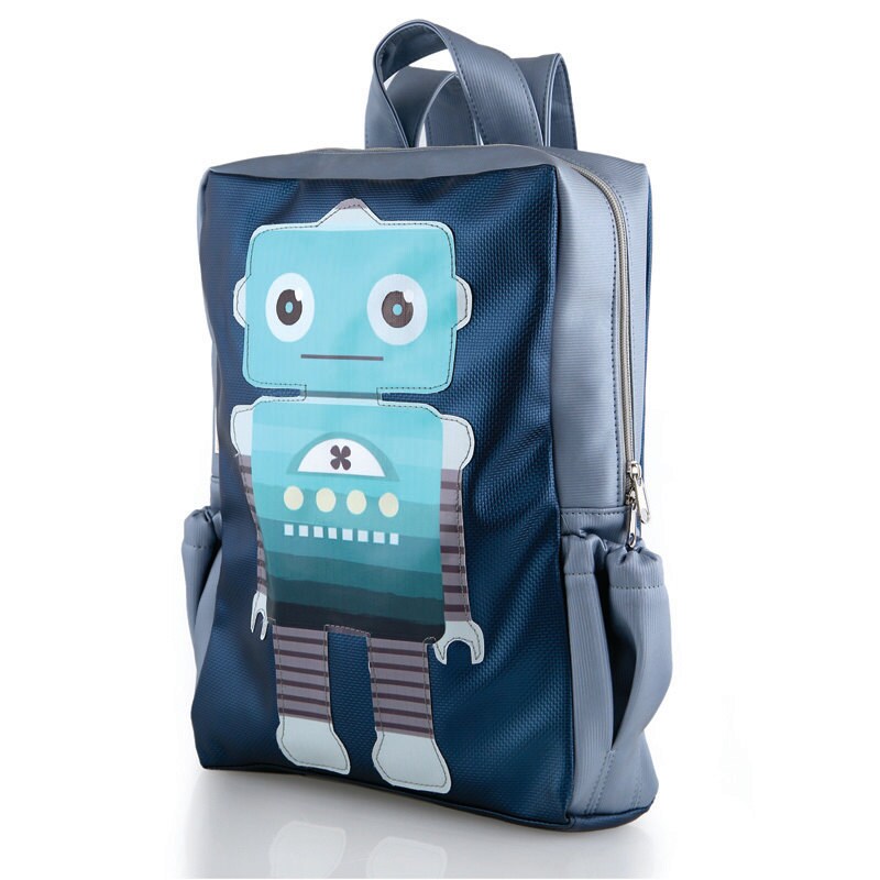 Robot School Backpack Kids Backpack Blue by ClementinaBags on Etsy