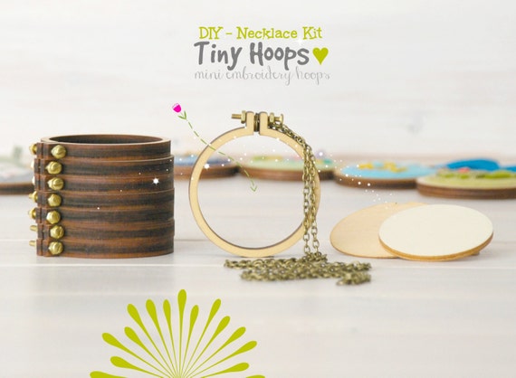 DIY Necklace Kit Mini Embroidery Hoop Frame with Necklace