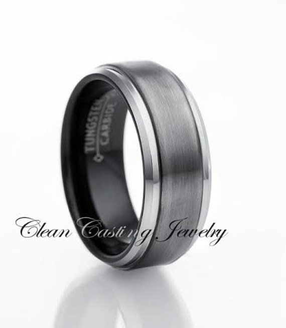 Black Tungsten Wedding Band8mmBlack Wedding by CleanCastingJewelry