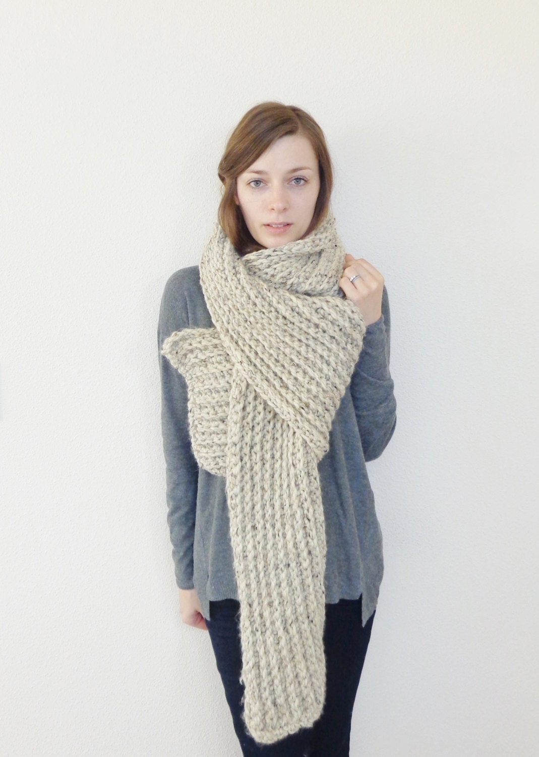 Giant Chunky Knit Scarf // Oversized Scarf by TheMadRabbitShoppe