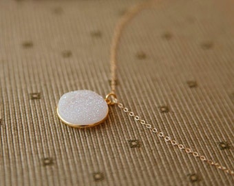 White Druzy Necklace, Druzy Necklace, White Druzy, Gold Druzy Necklace, Druzy Necklace Gold, Druzy Gold Necklace, White Gold Necklace