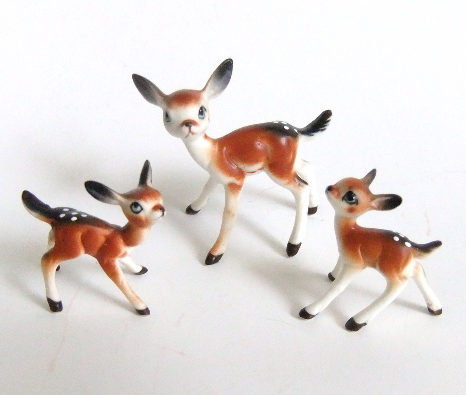Miniature Deer Figurines Porcelain Deer Family Doe Fawn