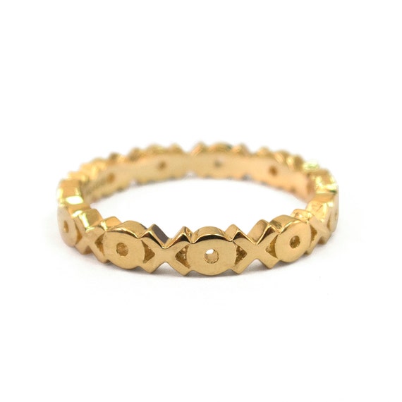 XO Ring - 18k Gold Ring , Unisex Ring , Wedding Ring , Wedding Band ...