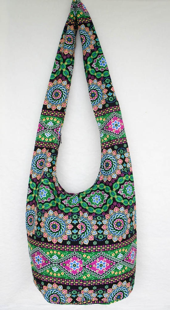 YAAMSTORE green flora pattern hobo bag sling shoulder by yaamstore