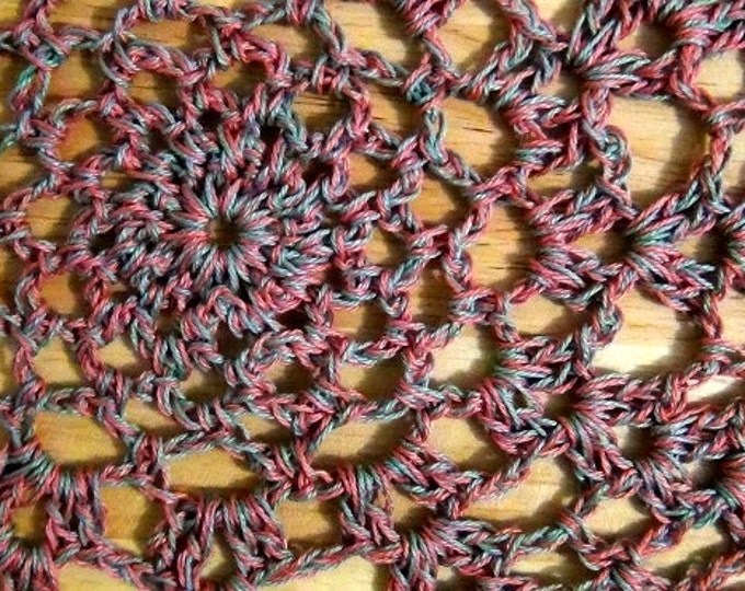 Handmade Doilies - Crochet Doilies - Pink and Green Doilies - Table Doily set of 2