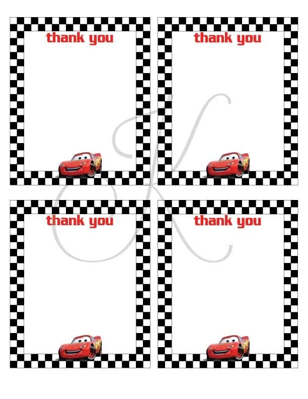 disney cars thank you cards