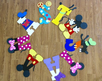 Mickey Mouse Clubhouse Wooden Letters - Minnie Mouse, Goofy, Pluto, Donald Duck