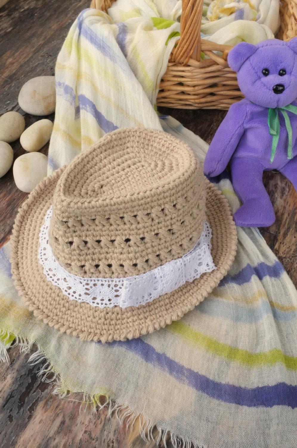 Baby Girl Fedora Hat Crochet Toddler Fedora Cotton Summer Hat