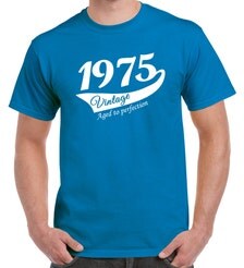 40th Birthday Gift For Man 1975 Vintage Aged To Perfection Crew Neck T ...